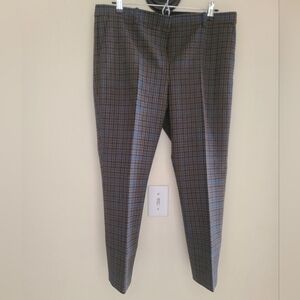 NWOT Theory Treeca Plaid Wool-Blend Pants Khaki Multi Dawson Portland Women’s 12